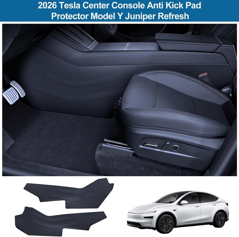 tslmodely 2025 2026 Tesla Model Y Center Console Side Anti-Kick Mats Leather Dead Pedal Side Anti Kick Pads Dust Resistant Pad Protector for New Model Y Launch Series Accessories - Image 2